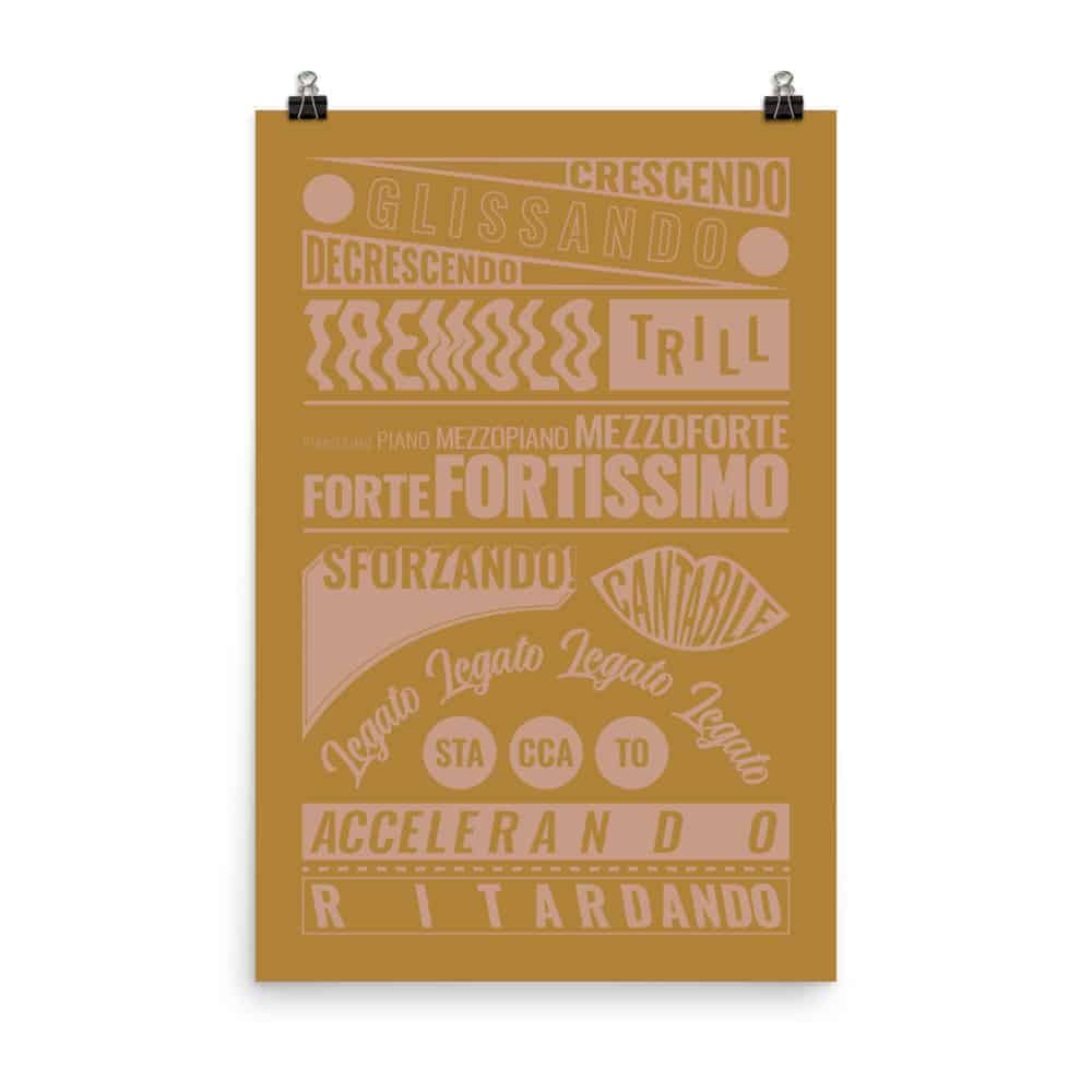 Music Terms Poster, Music Room Decor Yellow
