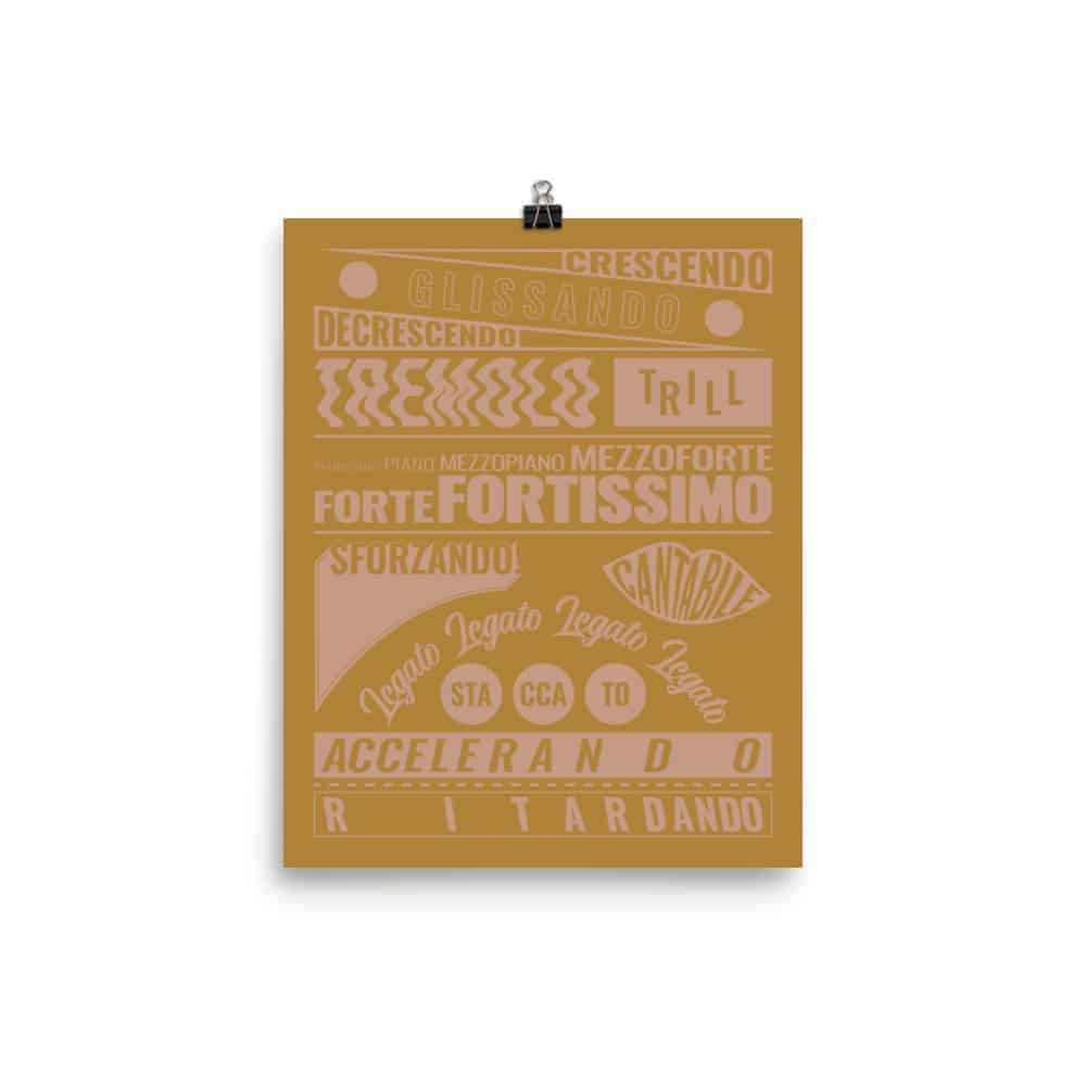 Music Terms Poster, Music Room Decor Yellow